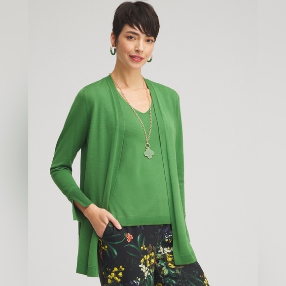 Chico’s Spun Rayon Cardigan Size L ( Chico’s Size 2) Verdant Green - Picture 5 of 8